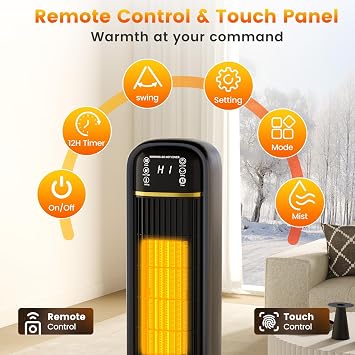 Auertech 35.5 Space Heater with Humidifier, 2 in 1 Electric Space Heater with 1.75L Water Tank, Oscillating Room Heaters with Dual-Fan & Thermostat, Space Heaters for Indoor Use Large Room, Bedroom