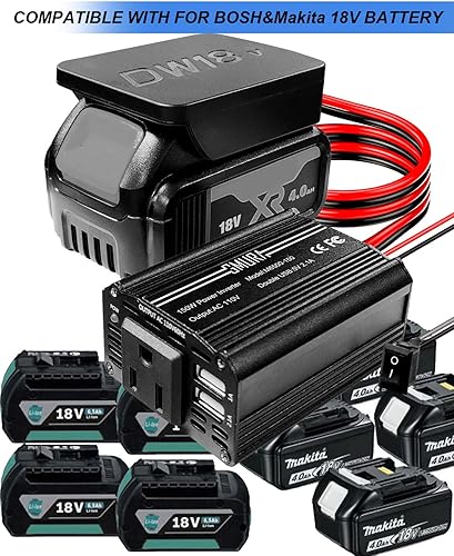 Miniatura 5 de Inversor de fuente de alimentación portátil de 150 W, apto para batería de litio de 18 V y batería de níquel, inversor inalámbrico compacto