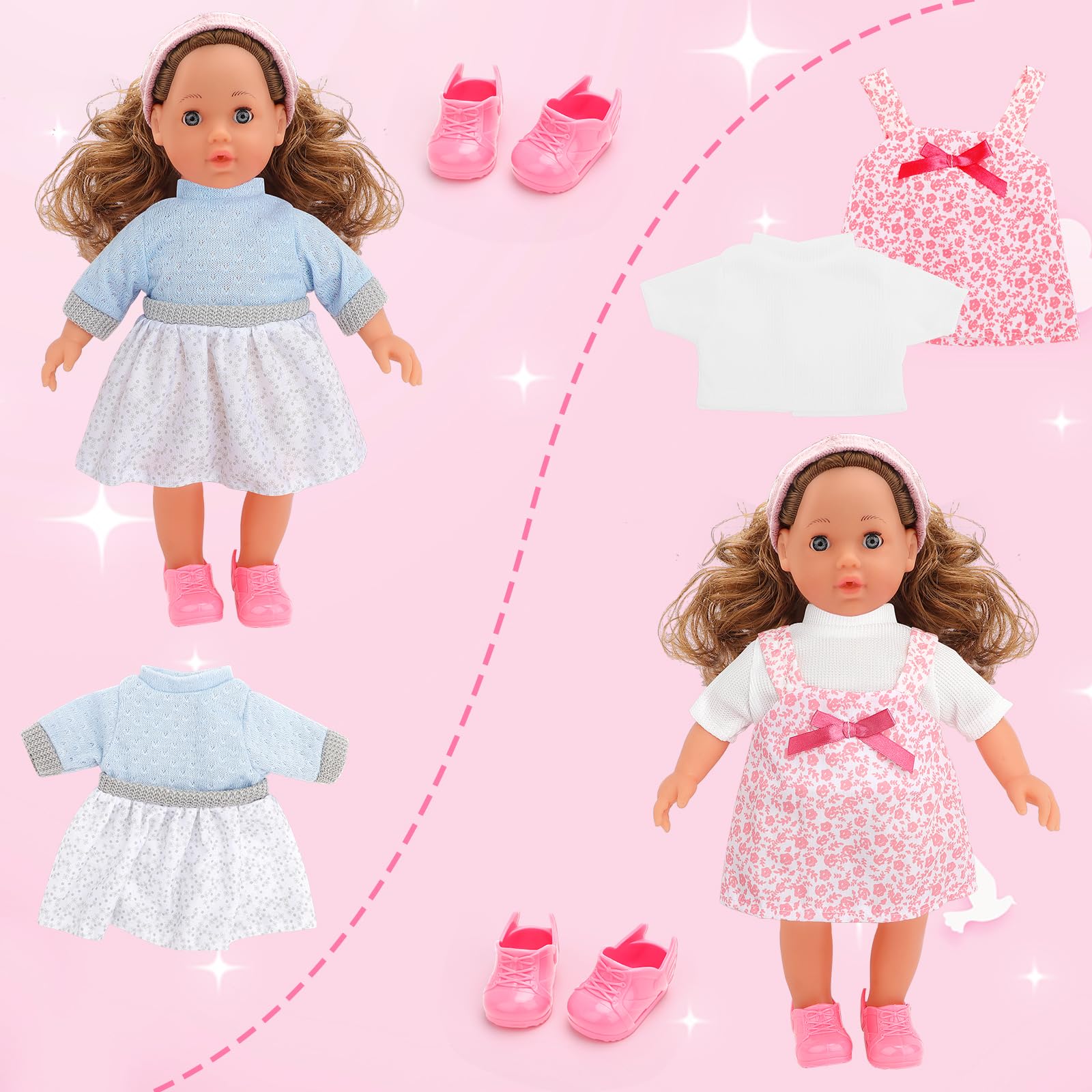 Armoire Et Poupée 30 Cm DeAO – Set Complet Avec Vêtements, Cintres Et Accessoires De Soin Pour Fille