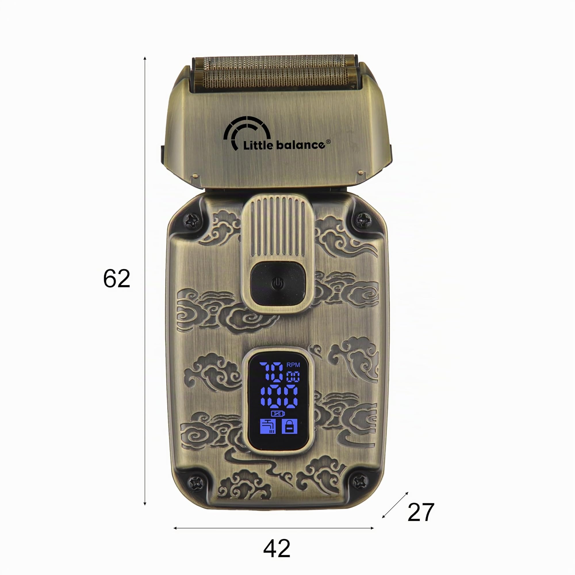 LITTLE BALANCE 8903 Baroudeur Sahara Explorer, Rasoir Electrique Homme, Etanche, 2 Lames flexibles, 2 vitesses, S'utilise avec ou sans fil, Autonomie 1h30, Charge rapide USB-C, Finition cuivre