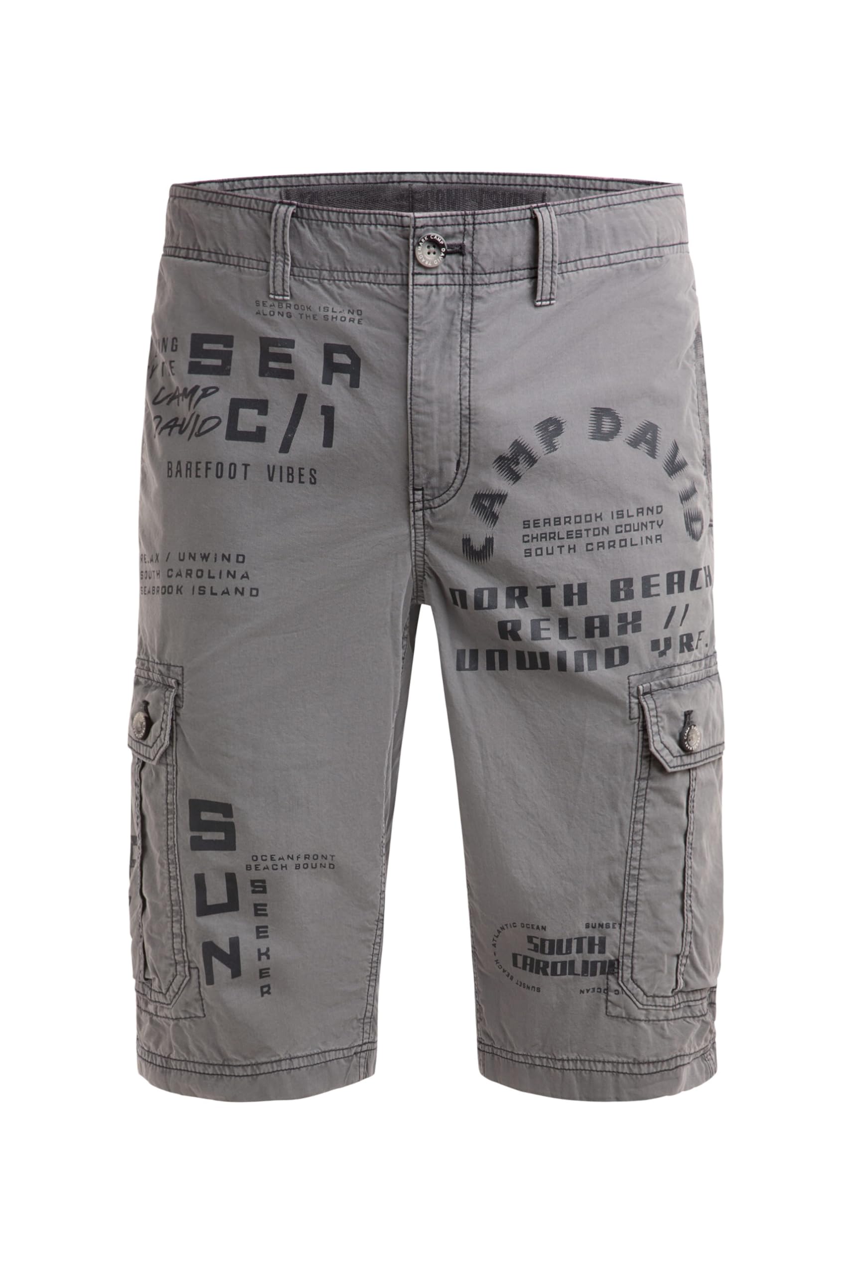 Camp David Herren Cargo Shorts mit vielen Label Prints