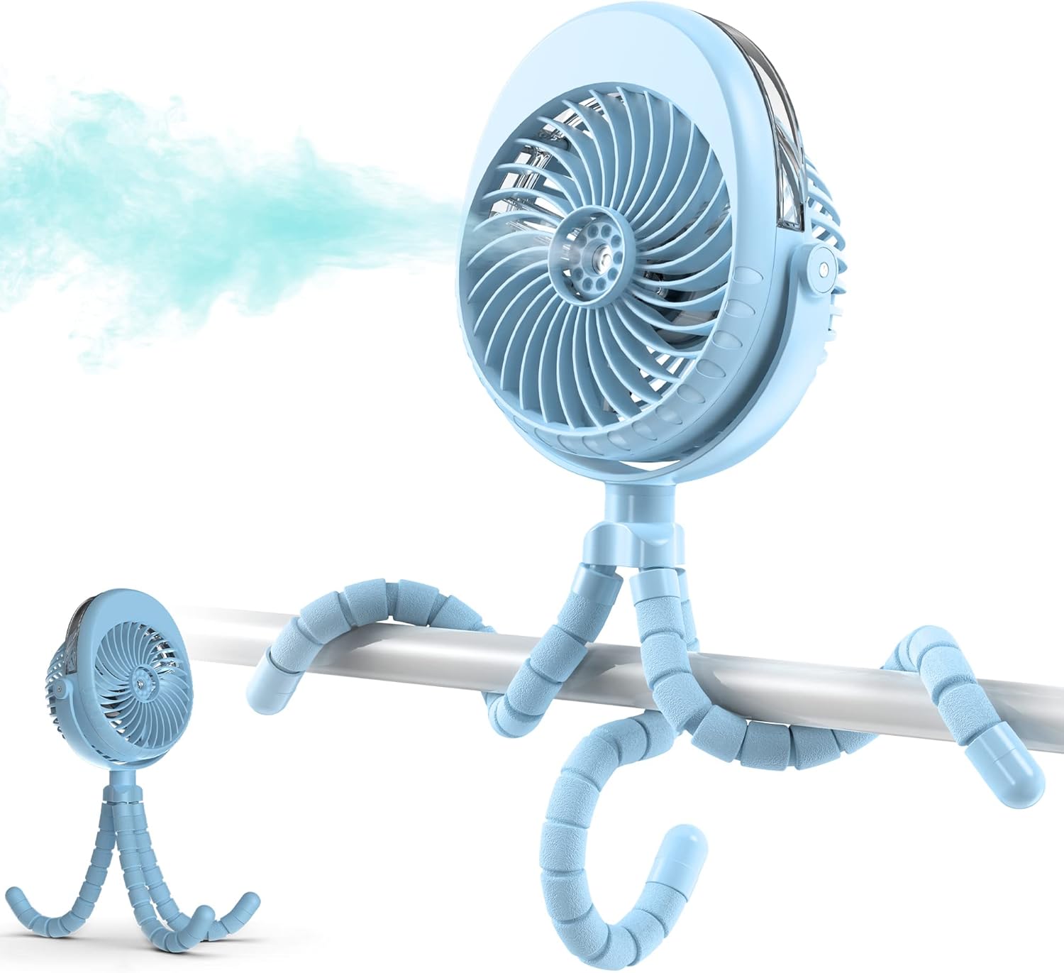 COMLIFE Misting Baby Stroller Fan, 270° & 360° Pivoting Portable Fan, Battery Operated USB Fan, Handheld Misting Fan, with Flexible Tripod Clip on Car Seat Crib Bike Treadmill Bunk Bed COMLIFE Misting Baby Stroller Fan, 270° & 360° Pivoting Portable Fan, Battery Operated USB Fan, Handheld Misting Fan, with Flexible Tripod Clip on Car Seat Crib Bike Treadmill Bunk Bed