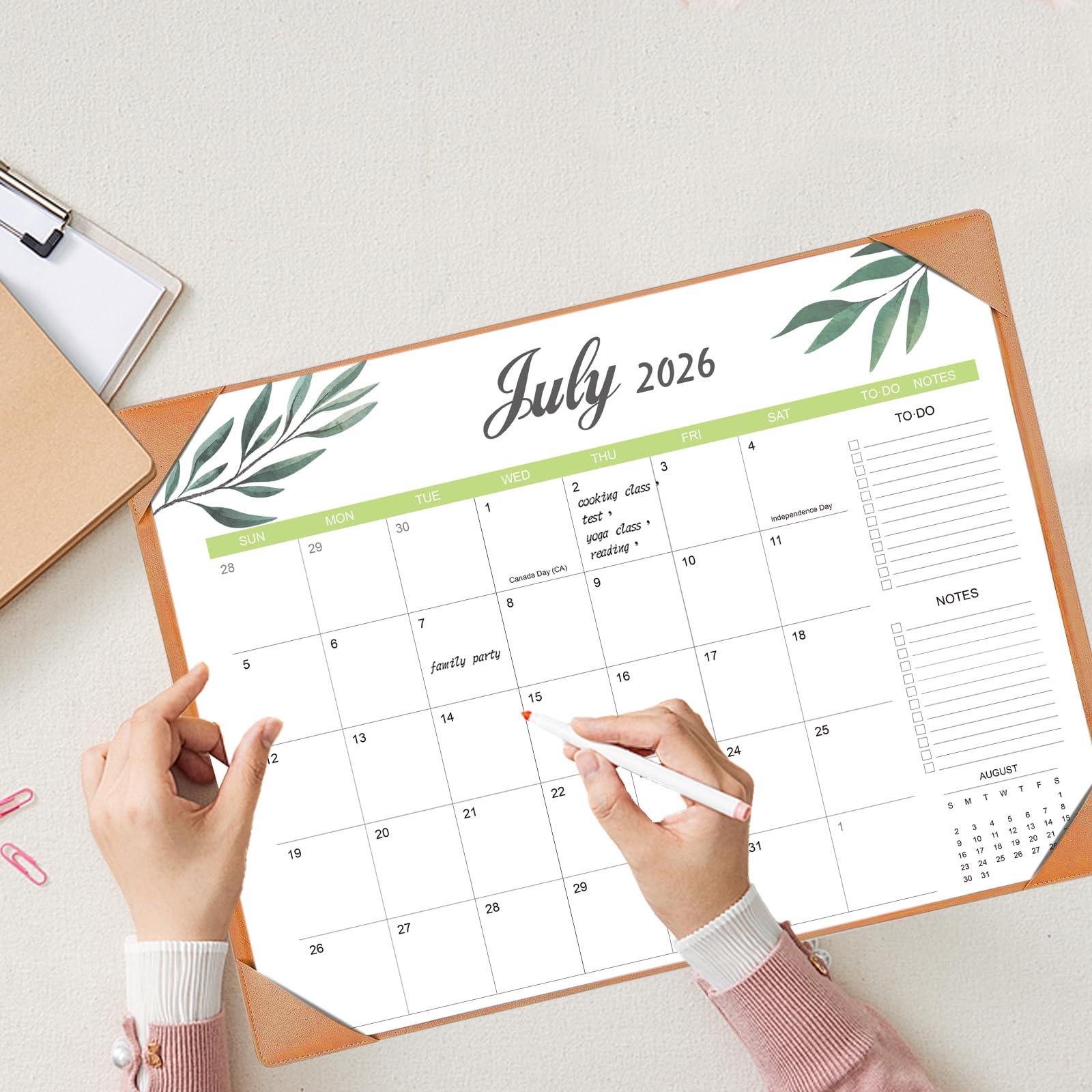 Schreibtischkalender 2026–2027 mit Schreibtischunterlage – 55,9 x 43,2 cm großer Schreibtischunterlage-Kalender läuft von Januar 2026 bis Juni 2027, Bürobedarf, Desktop-Monatskalender für Zuhause und