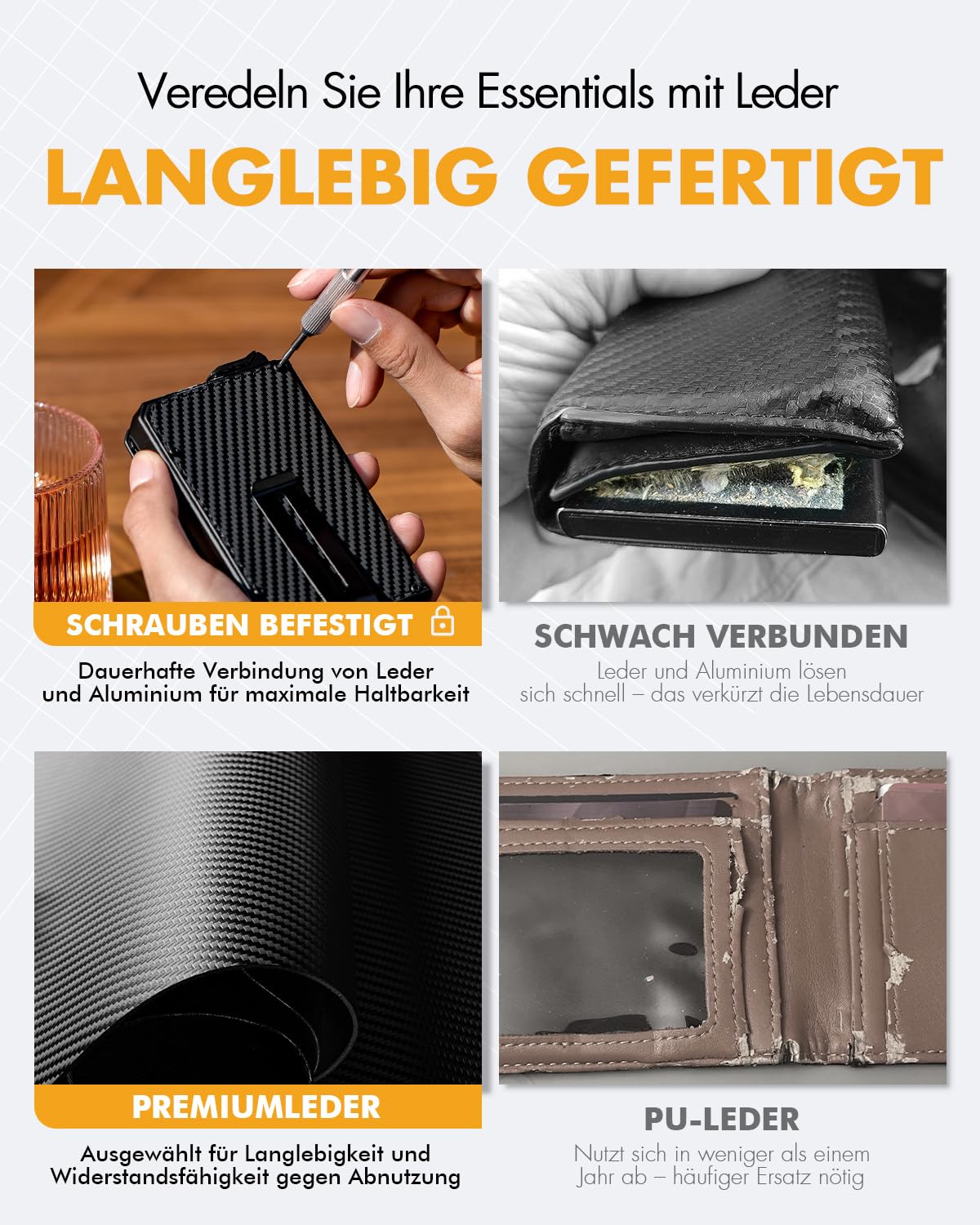 Geldbörse Herren Bifold mit Geldclip, Slim Wallet mit RFID-Schutz, Pop-Up Portmonee Kartenetui Herren, Smart Kreditkartenetui für bis zu 12 Karten (Carbon)
