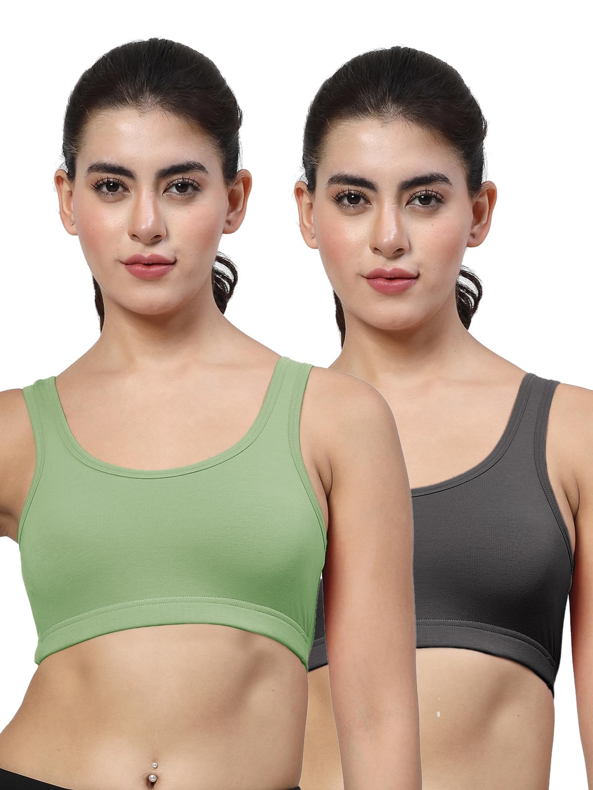 Black, Coral Seamless Non Padded Double Layered Sports Bra-image-19