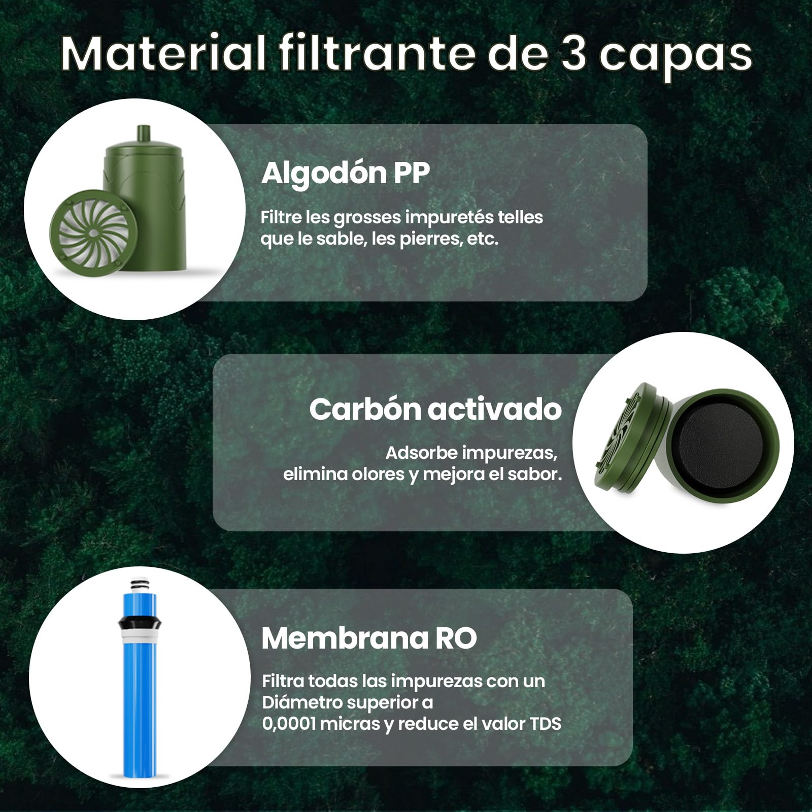 Filtro de agua para exteriores con filtro RO purificador de agua para exteriores con capacidad de filtro de 10000 l filtro de agua potable para camping, excursiones, emergencias, etc. (Verde)