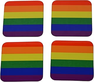 Rogue River Tactical LGBT Rainbow Flag Drink Coaster Set Gift Home Kitchen Bar Barware Gay Pride