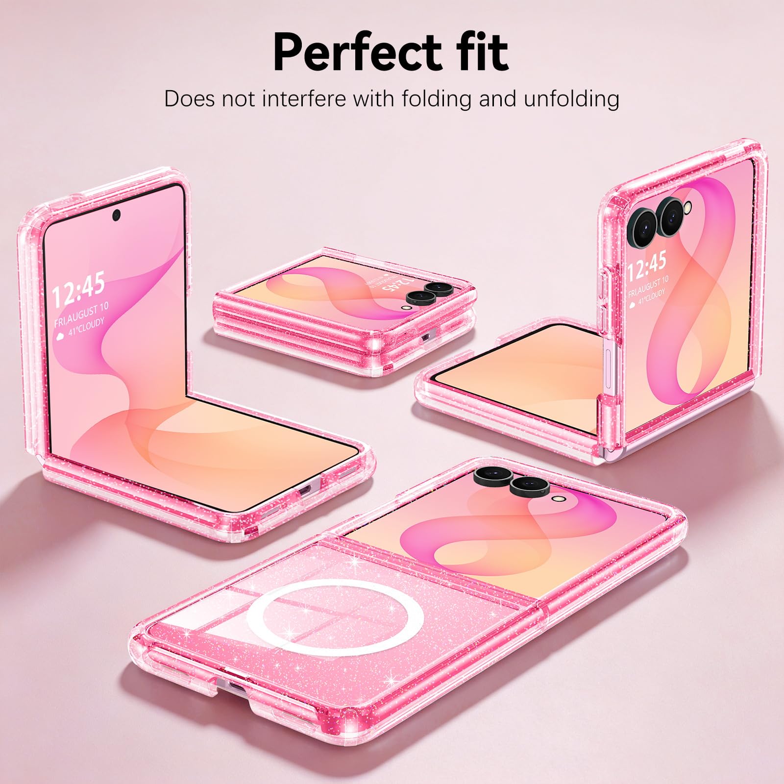 BENTOBEN Custodia magnetica per Samsung Galaxy Z Flip 8, custodia per telefono Flip8 [compatibile con MagSafe], antiurto, scintillante, per donne e ragazze, cover per Z Flip 8 da 6,9 pollici, rosa