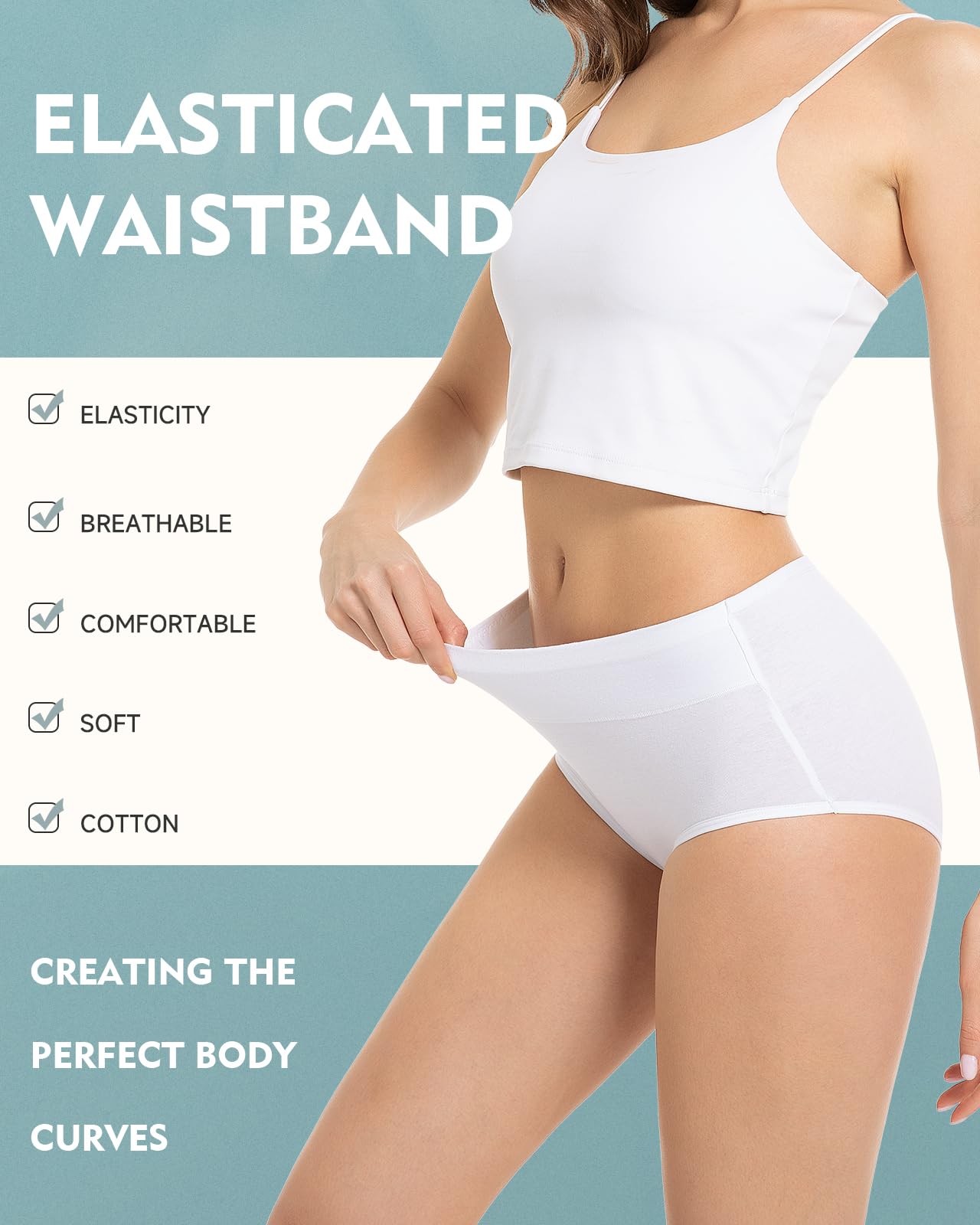 TANSTC Mutande Slip Donna Cotone Vita Alta Culotte Donna Comode Elasticizzato Sexy Intimo, Pacco da 5