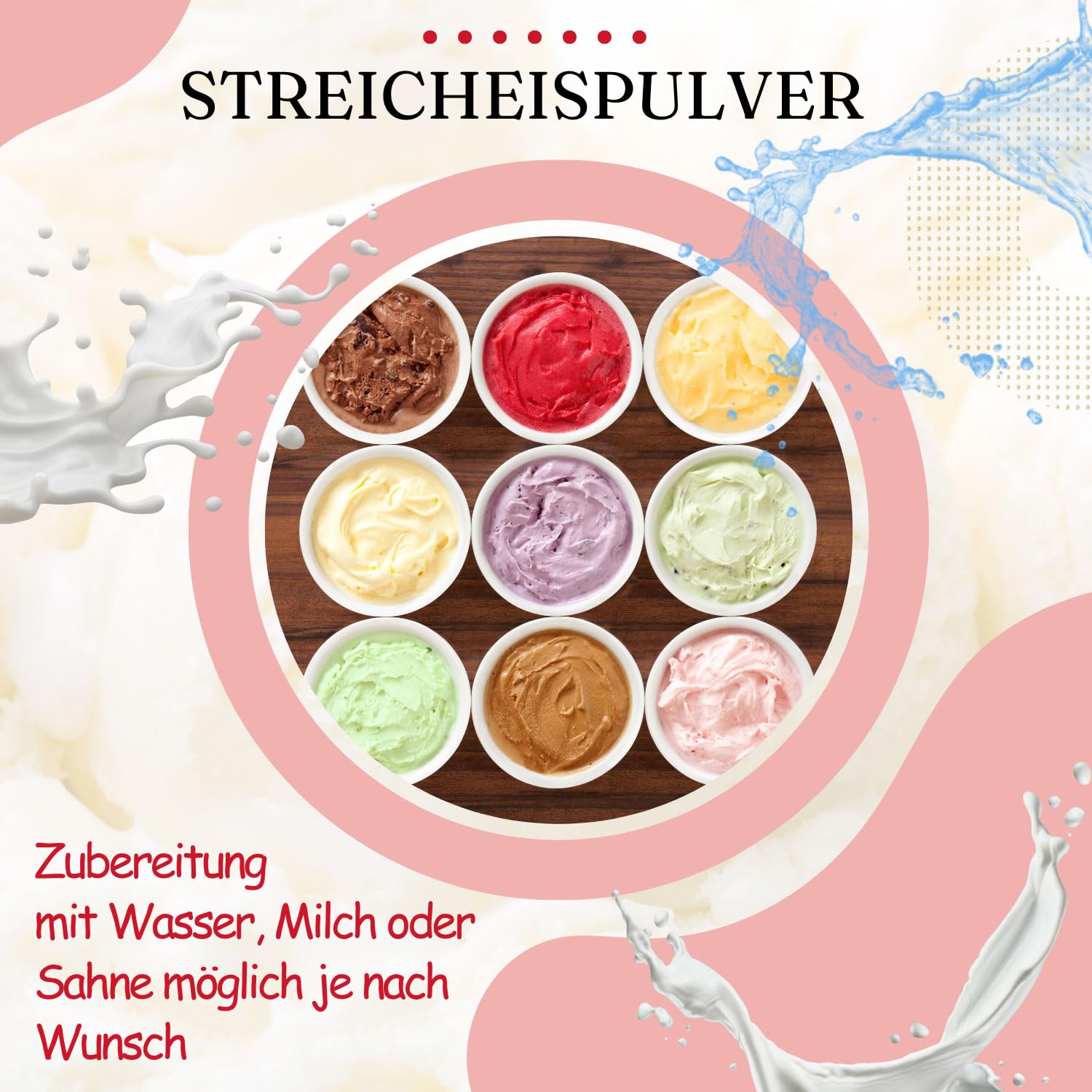 Gino Gelati Steicheis Pulver mit verschiedenen Schokoladen Geschmäckern, Made in Germany, schnelle und einfache Zubereitung, Schokoladen Eismix für Zuhause (100 Kg, Tiramisu)