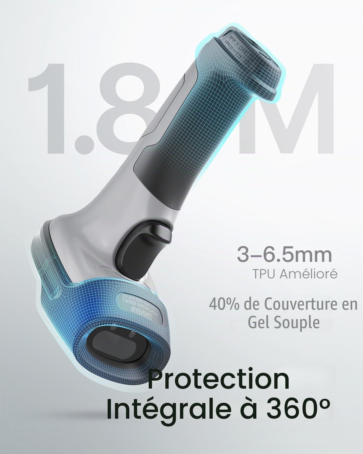 Inateck AI Lecteur Code à Barres, Barcode Scanner Bluetooth, Douchette Lecteur de Code Barre USB sans Fil 1D avec APP et SDK, 180 Jours en Veille avec Une Seule Charge, Rapide et Précise, BCST-70 AI