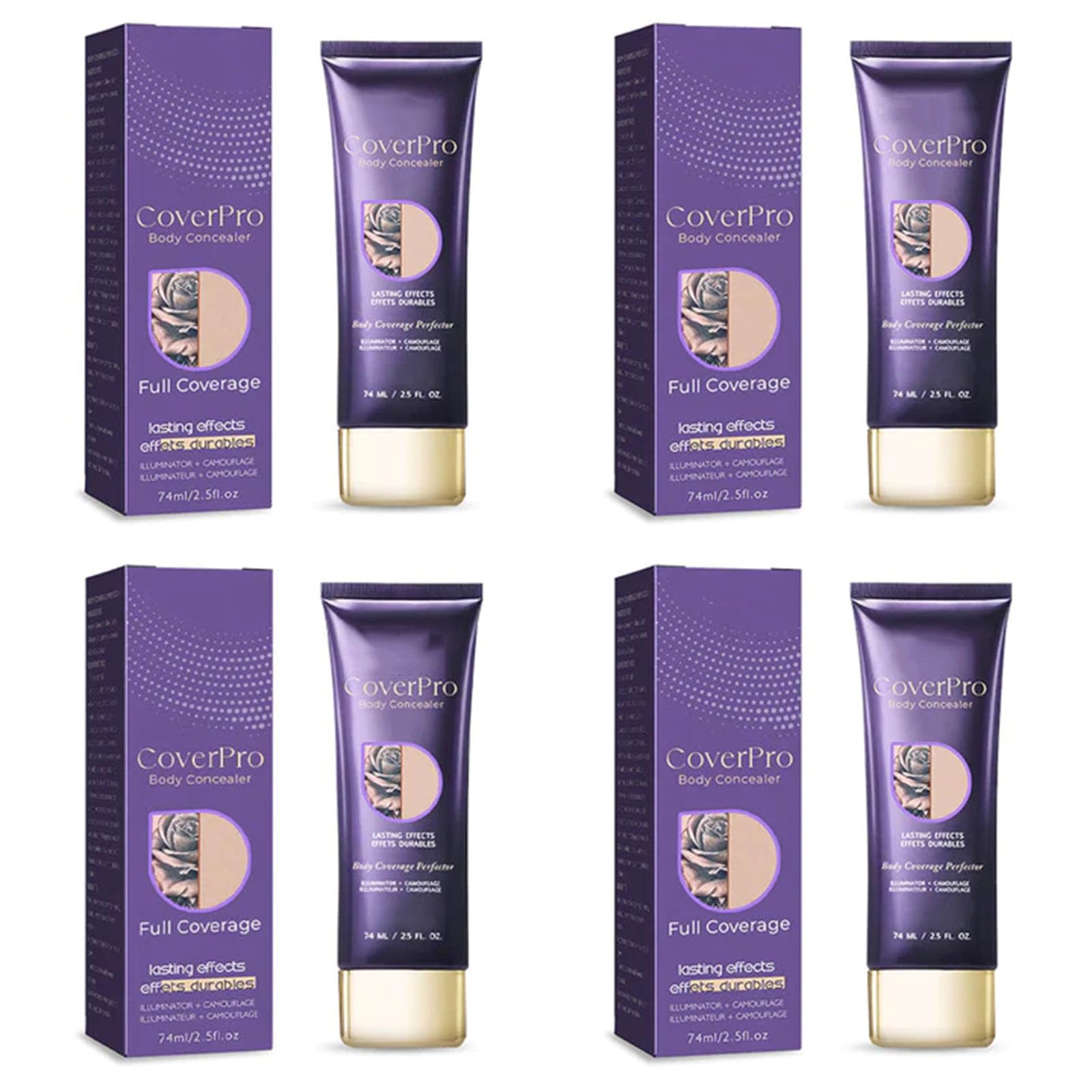 CoverPro Body Concealer, Body Concealer for Tattoos, Scar Concealer for Body, Tattoo Cover Up Concealer, Long Lasting & Waterproof, Body Concealer Lotion (4PCS)