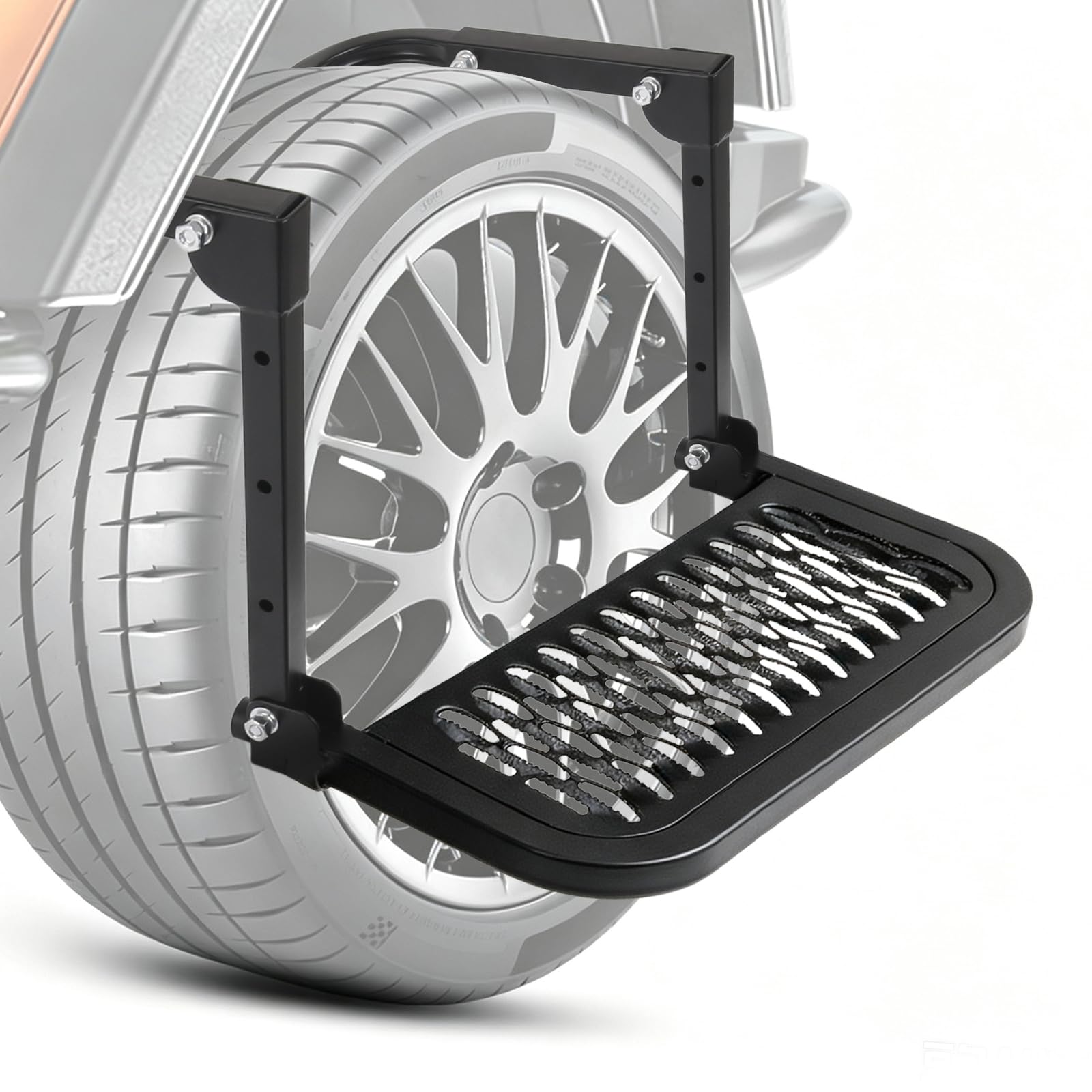 Folding Heavy Duty Tire Step for Truck SUV RV, Adjustable Tire Mounted Step