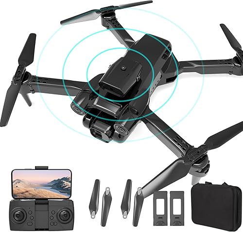 Miniatura 6 de Drones plegables con control remoto de doble cámara para niños. Juguetes voladores de interior fáciles de volar con modo sin cabeza, volador