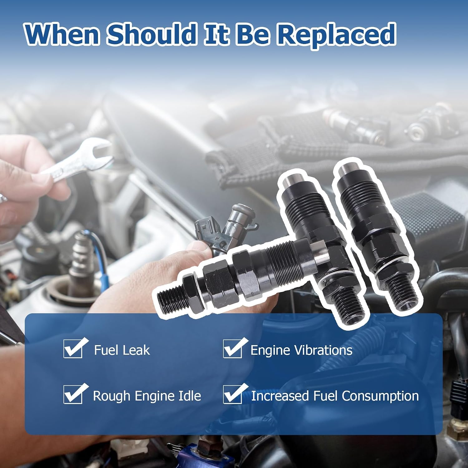 WFLNHB 3Pcs Fuel Injectors Replacement for Kubota V1505 V1505T V1205 V1305 Engine 16032-53900 16032-53902