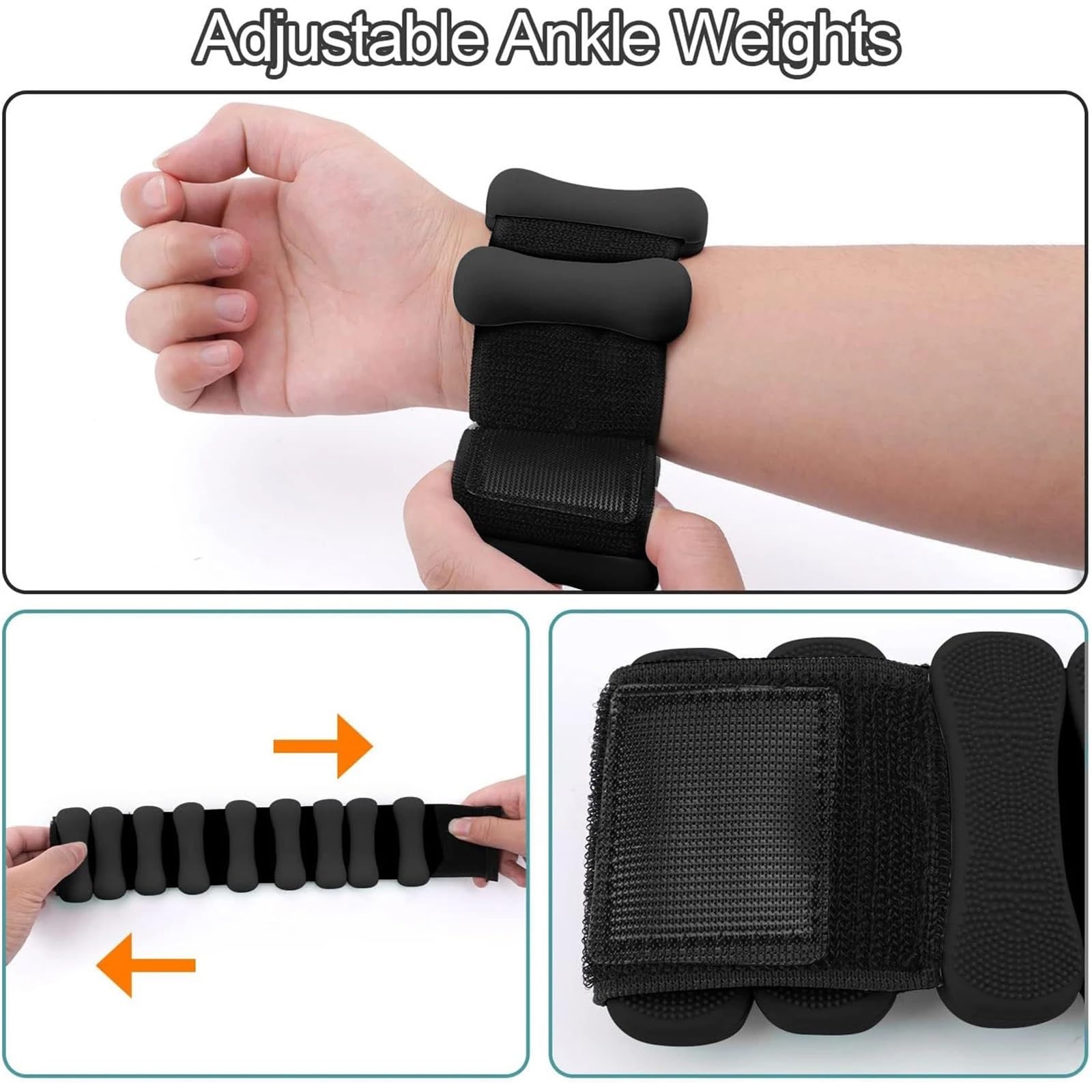 Cavigliere Pesi Braccialetto portante da 2 libbre for bodybuilding, indossabile da polso e caviglia, in silicone, for allenamento con pesi