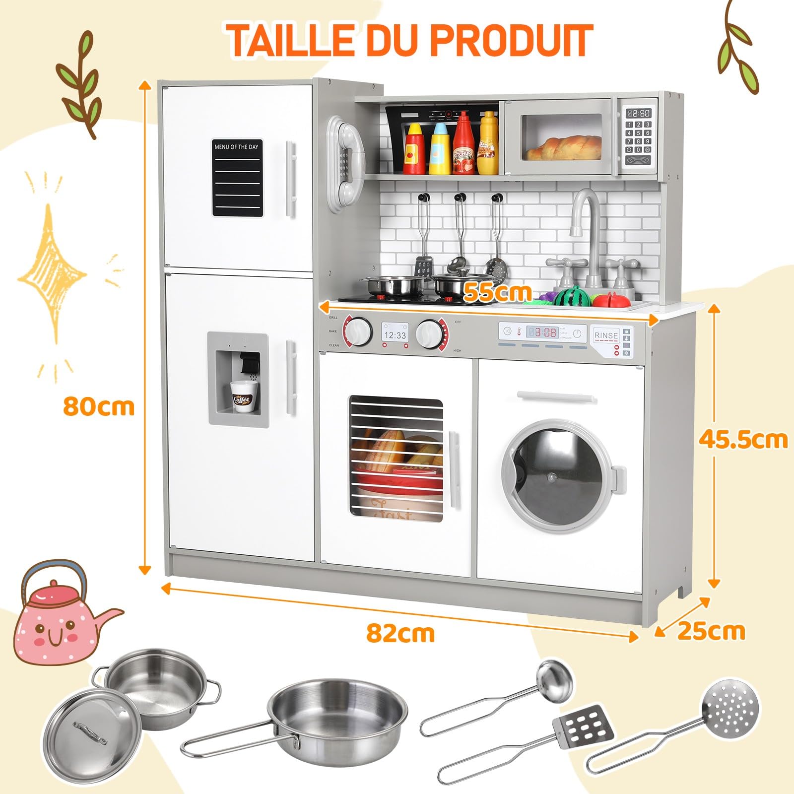 MAMIZO Cuisine en Bois Enfant avec Effets Lumineux et Sonores Simulés