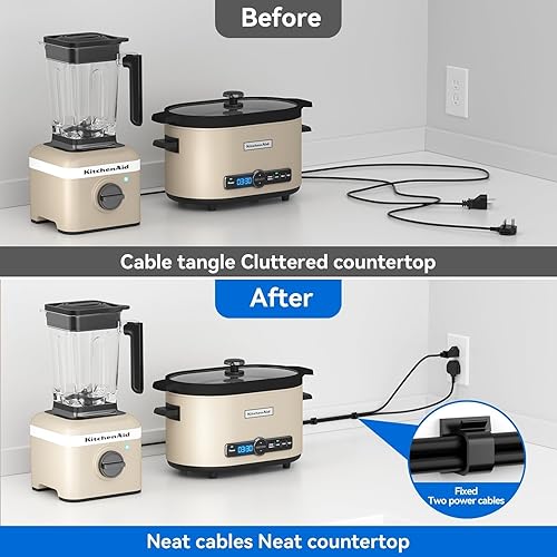 Miniatura 7 de Clips grandes para cables, 40 piezas con cintas adhesivas fuertes, organizador de cables para automóvil, oficina y hogar (negro, L05 (40 unidades)