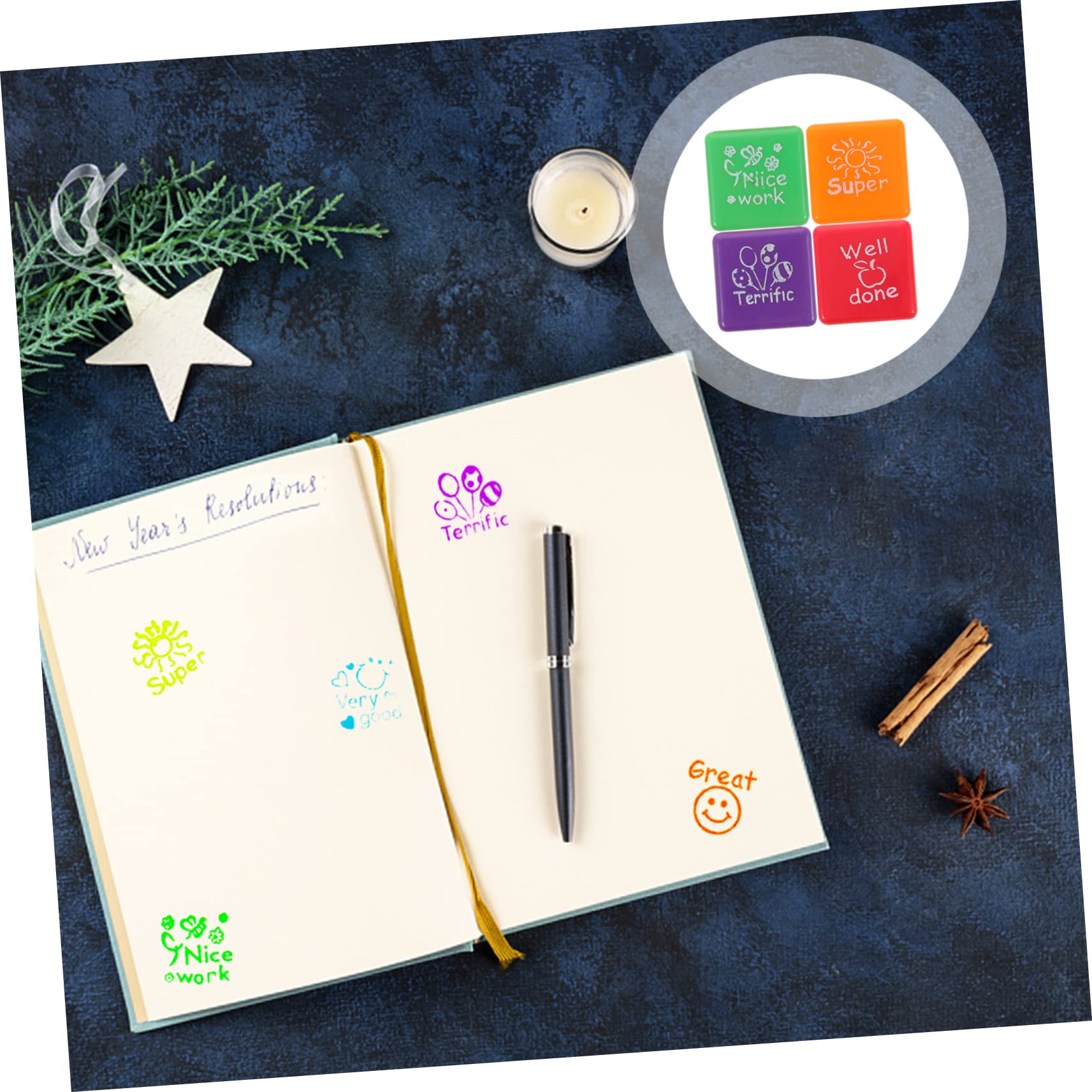 SHINEOFI 12pezzi Timbri Creativi Per Timbri Decorativi Con Messaggi Motivazionali Per Scrapbooking Inviti e Attività Fai Te Materiale Sicuro e Leggero Per Scuola e Hobby