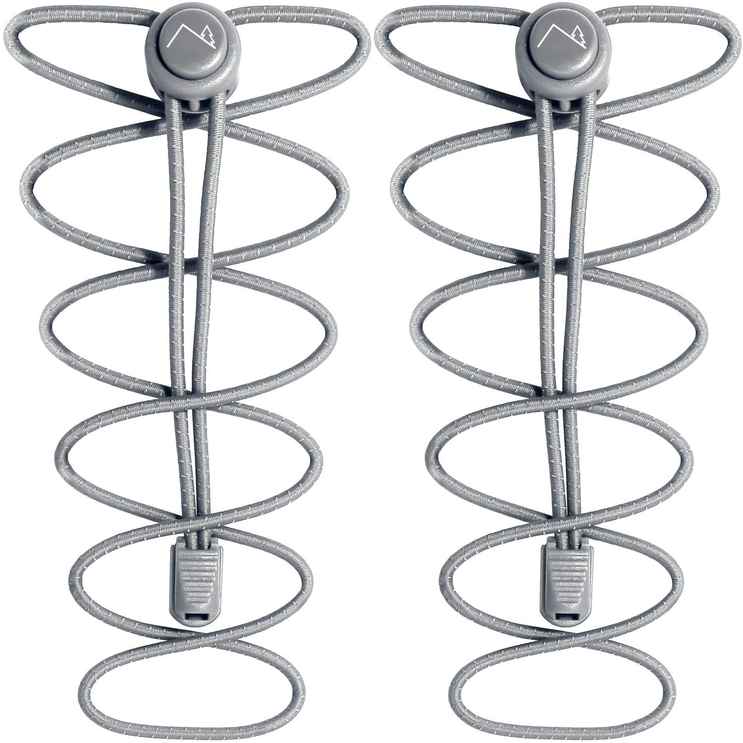 CampTeck U7192 Schnürsenkel mit Schnellverschluss Elastische Schnürsenkel mit Schnellschnürsystem -Grau -1 Paar