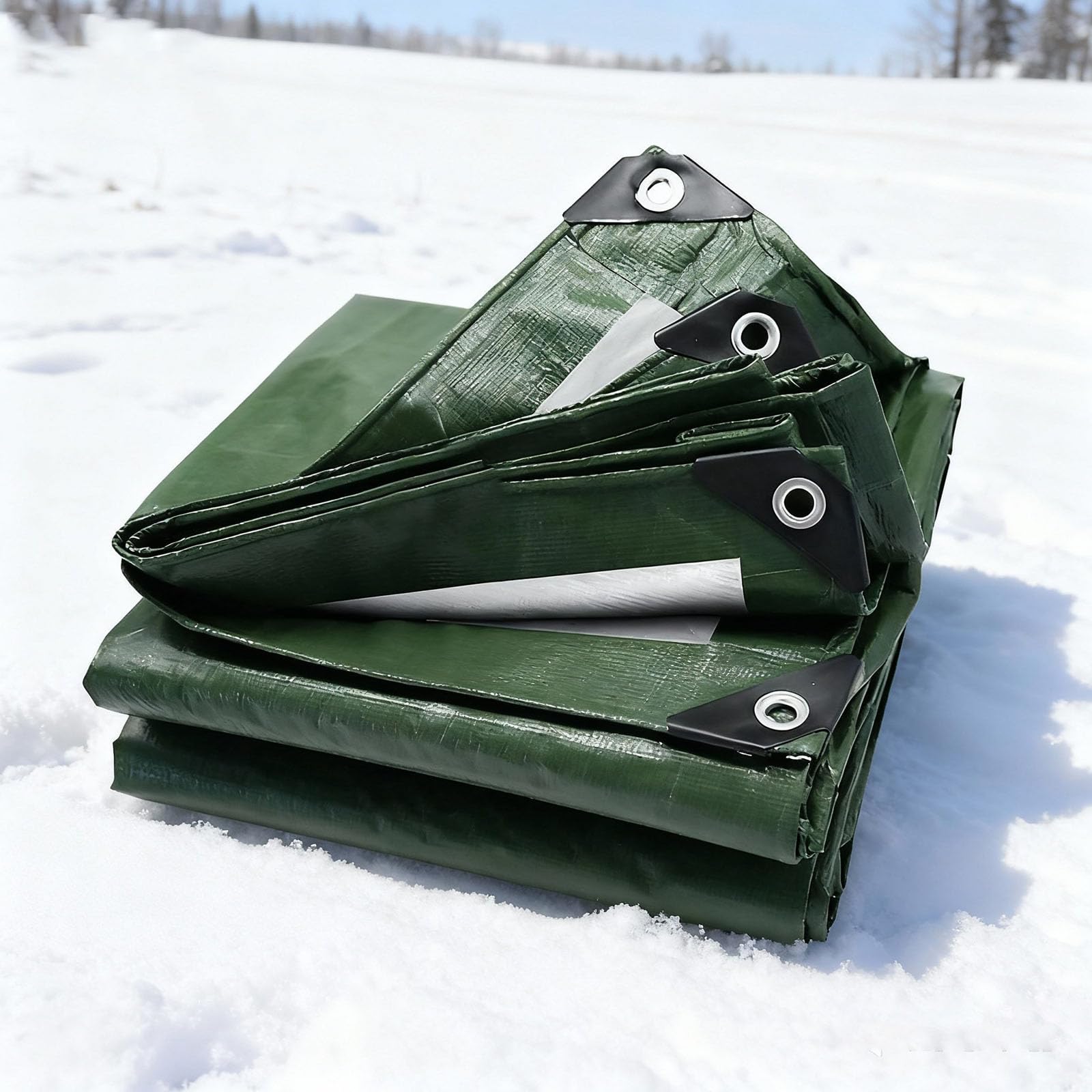 Lona impermeable exterior de 190x210 cm verde de 120g con ojales para proteger tu jardín