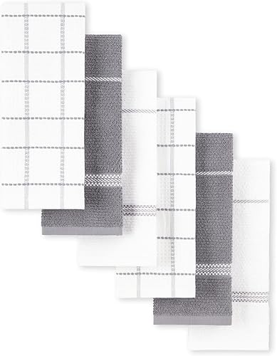 MARTHA STEWART Modern Waffle - Juego de 6 toallas de cocina, color gris, 16 x 28 pulgadas