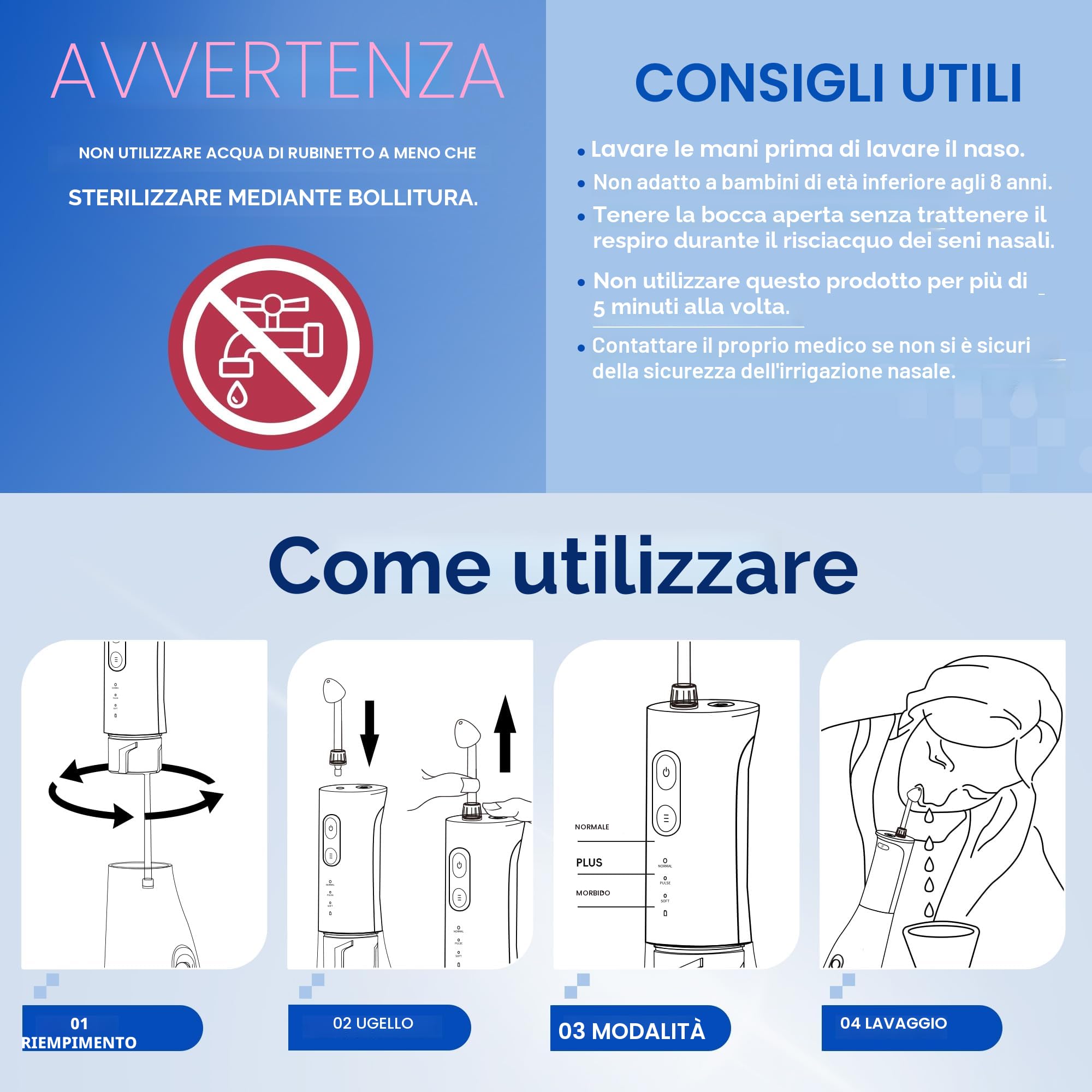 Sistema di Lavaggio Nasale Elettrico Aggiornato, Macchina per Risciacquo Sinusale con 30 Buste di Sale