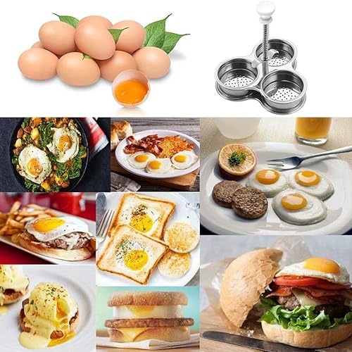 Miniatura 4 de Zerodis Huevo, acero inoxidable antiadherente para hacer huevos escalfados, vaso de caldera de huevos, regalo para padres, madres y amigos (plateado)