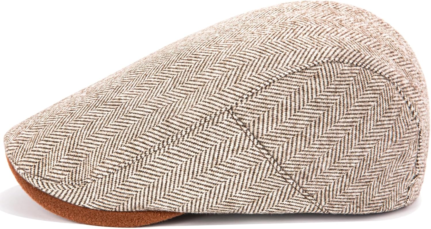 Newsboy Hats for Men Classic Herringbone Tweed Wool Blend Ivy Cap Flat Caps Gatsby-Style Cabbie Hat - Image 6