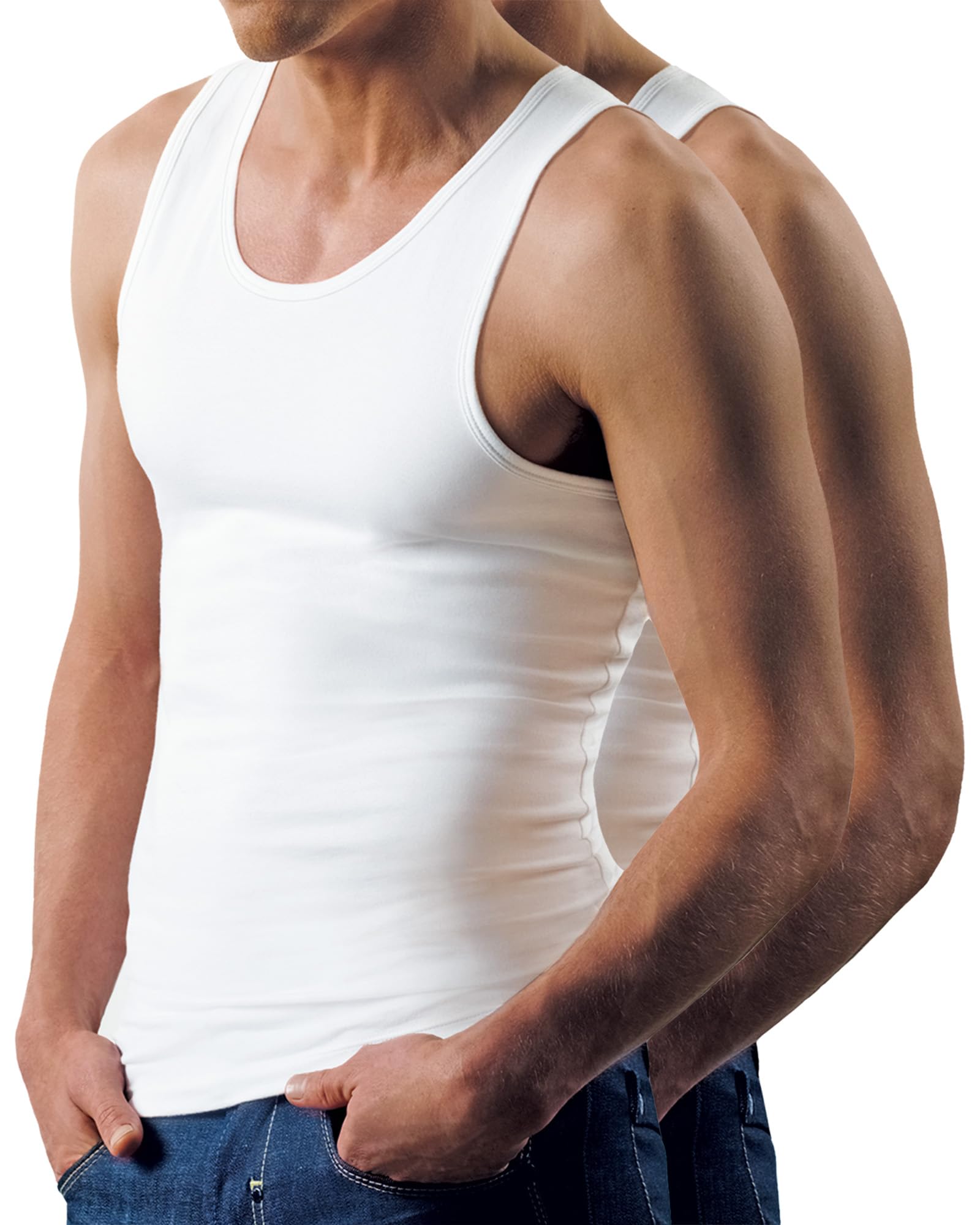 Nur Die 2er Pack Unterhemd unifarben weiche & atmungsaktive 100% Baumwolle Kurzarm Unterhemd Herren