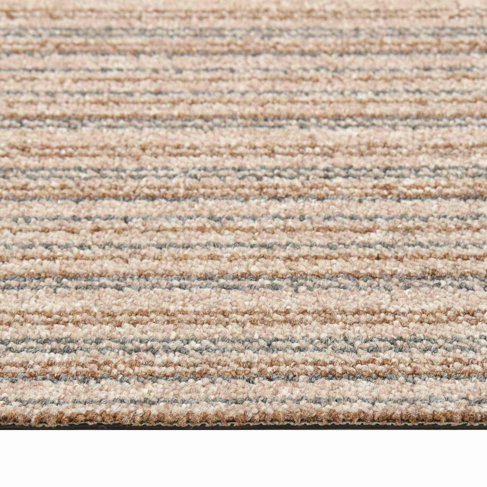 Teppichfliesen 20er Set 50x50 cm Gestreiftes Beige - Modularer Teppichboden aus Polypropylen für Innenräume, Bodenfliesen für Büro und Wohnzimmer, ca. 5 m²