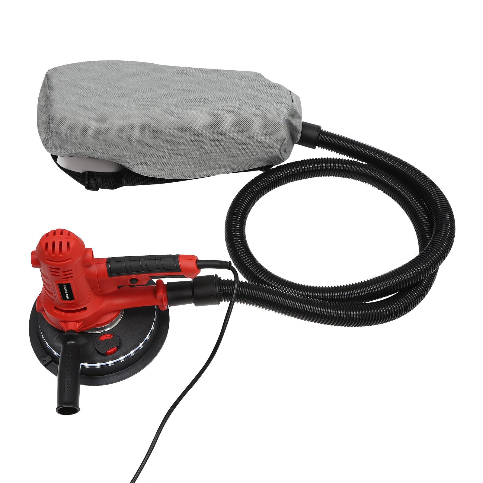 Dunleymin Red And Black 1200W Electric Drywall Sander 220V Dry Wall Sanders Adjustable Speed 1200-2500R/Min Handheld Dustless Drywall And Plaster Sander For Plaster And Putty