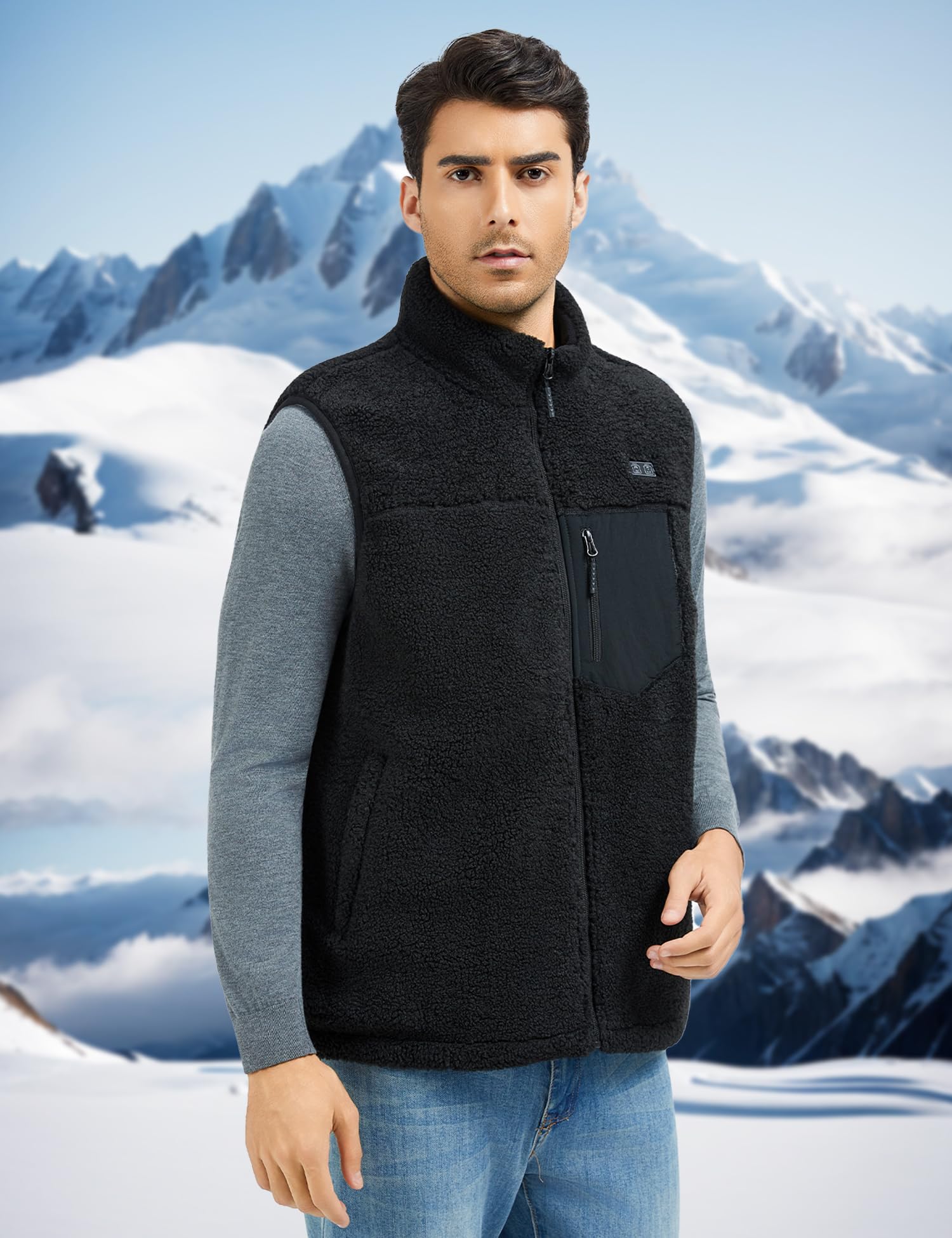 Beheizbare Weste Heizweste Herren mit Powerbank 18400mAh 7.4V, Fleece Beheizte Weste, Elektrische Wärmeweste für Winter