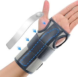 ABYON Wrist Brace, Carpal Tunnel Wrist Brace, Adjustable Wrist Support for Arthritis, Tendonitis, Sprain, Night Sleep Day Wrist Splint for Men Women Fits Both Right/Left Hand(Grey, S/M)
