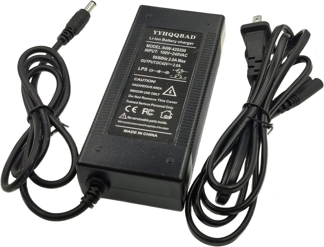 YYHQQBAD 36V 2A Battery Power Supply Adapter Charger Output 42V 2A Charger Input 100-240 VAC Lithium Li-ion Li-Poly Charger for Gotrax 10Series 36V Electric Bike DC5.5*2.5MM/2.1MM : Sports & Outdoors