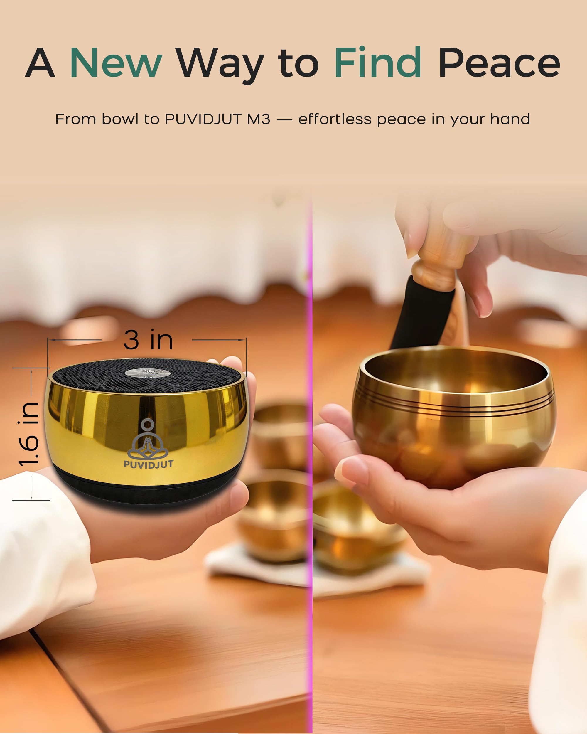 Campana tibetana elettronica portatile, 4 frequenze di guarigione (417-639 Hz) e tono della campana tibetana, ricaricabile tramite USB-C, strumento musicale per meditazione per yoga, relax, Reiki