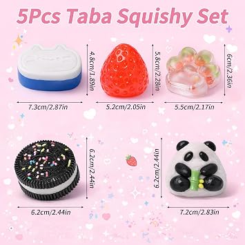 5Pcs Taba Squishy Set, Fufu Squishy Squeeze Toy Squishes Kit, Squeeze Toys for Adults Stress Relief, Fidget Sensory Toys for Decompression Birthday Gifts