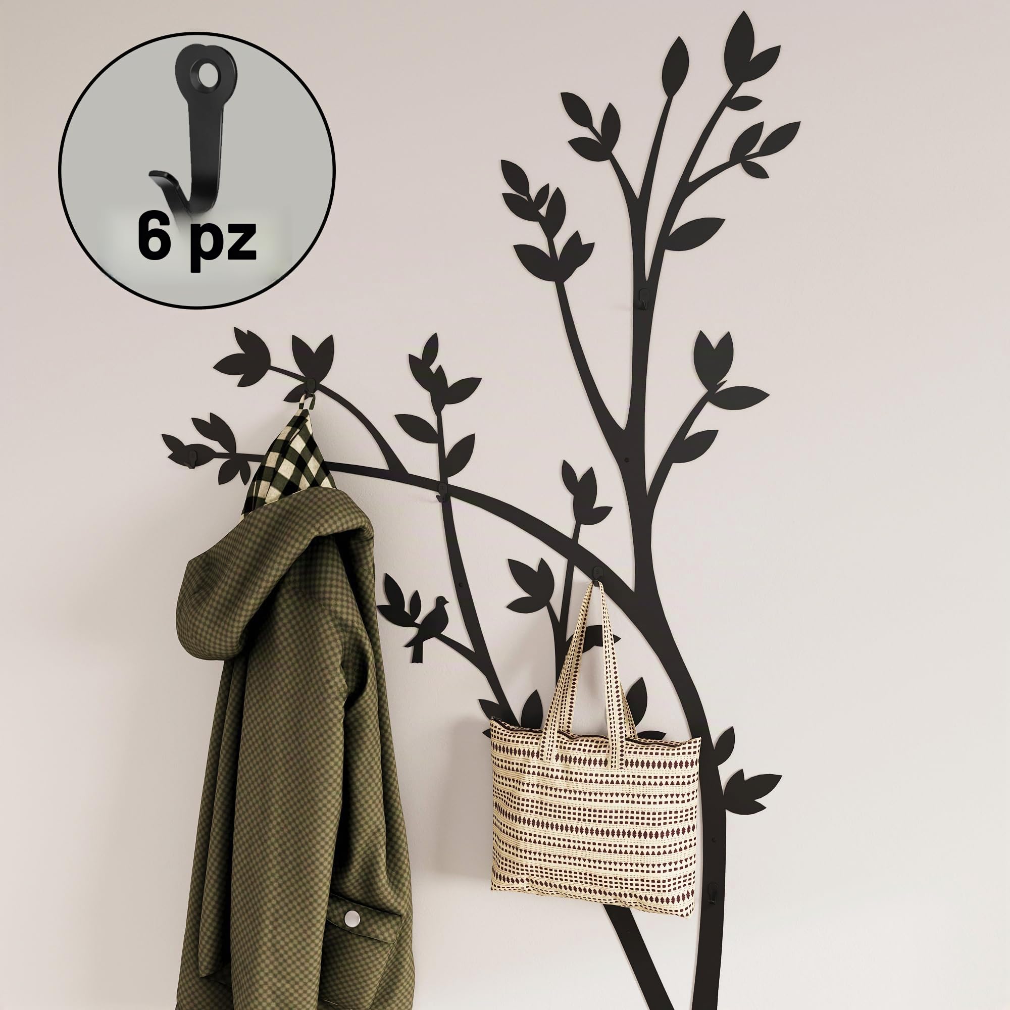 Appendiabiti da Parete Design Albero Moderno Nero - 85 x 190 cm | Design Albero Moderno, Per Ingresso, Corridoio, Camera, 85 x 190 cm