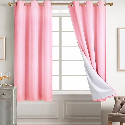 Miniatura 18 de Diraysid Cortinas 100% opacas de lino blanco para dormitorio, con ojales, aislamiento térmico, cortinas de oscurecimiento de habitación (2 paneles,