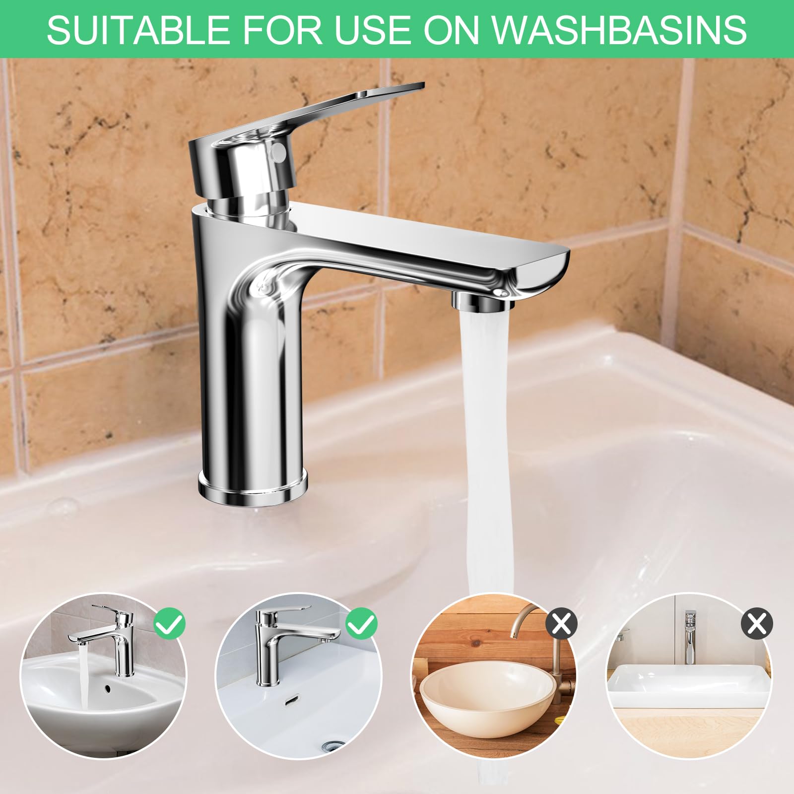 WinGluge Miscelatore Monocomando per Lavabo Bagno con Tubo Flessibile, Cromo