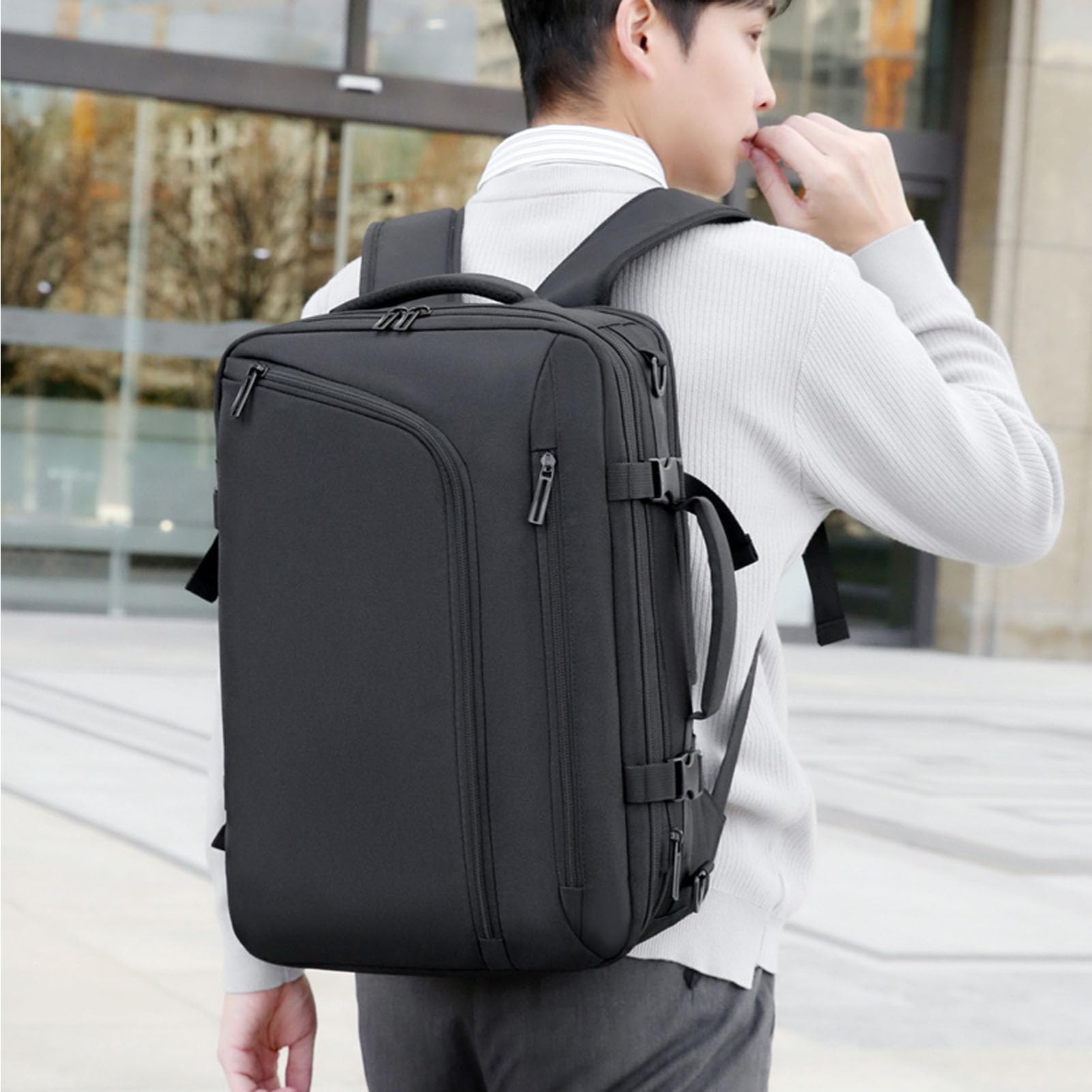 Luqeeg Sacs à Dos à Compression Sous Vide Compartiment Séparé pour Vêtements Secs et Humides Paquet Dos Cabine en Tissu Oxford Sac de Voyage Plat 180 Degrés pour L'université