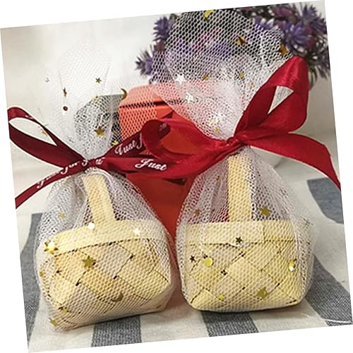 Miniatura 8 de NOLITOY Mini cesta tejida a mano, 18 unidades, cesta de mano para baby shower, canasta en miniatura, raspador de gelatina, cajas de flores de