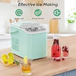 DUMOS Countertop Ice Maker with Handle, 26lbs/Day Portable Ice Machine, 9 Bullet Ice Cubes in 6 Mins, Self-Cleaning Quiet Ice Maker for Home, RV, Kitchen, Camping, Green