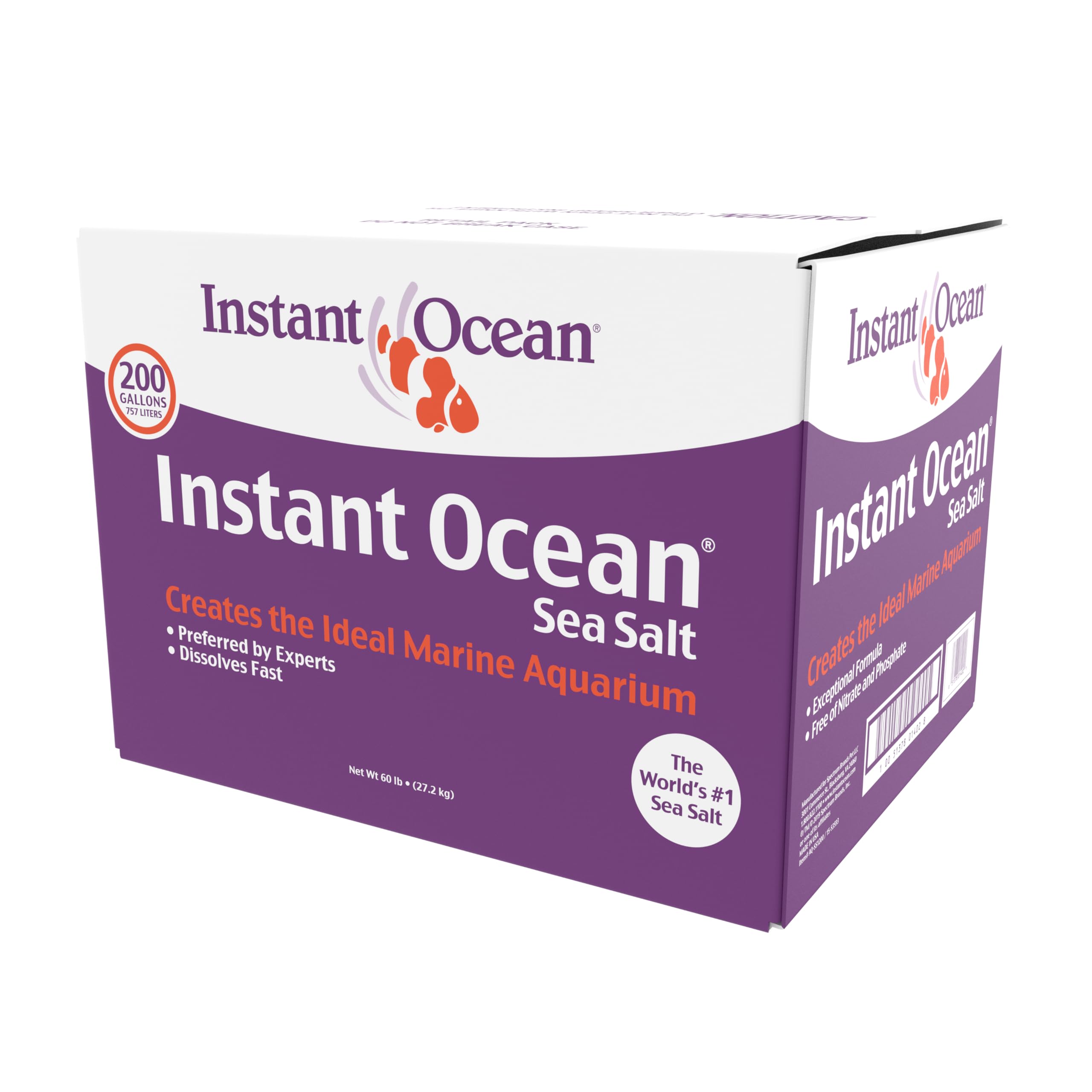 Instant Ocean Sea Salt for Marine Fish Tank Aquariums, Nitrate & Phosphate-Free