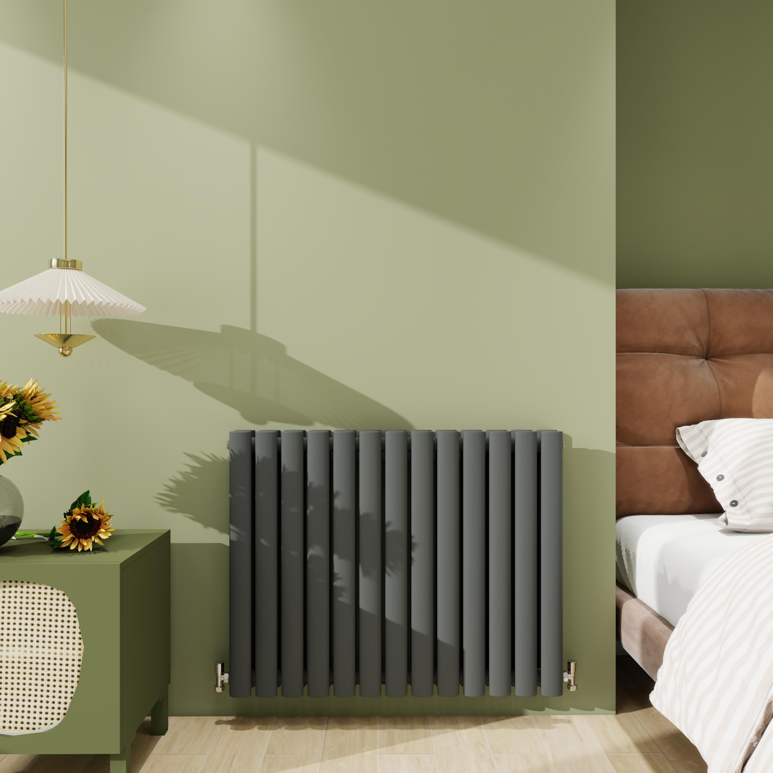 Biubiubath Radiator 600×767mm Anthracite Horizontal Double Oval Column Designer Central Heating Rad 3475 BTU