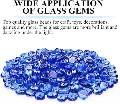 Miniatura 3 de KINGOU Gemascuentaspiedras de vidrio plano para relleno de jarrón, dispersión de mesa, juegos - 1 lb (0.472-0.551 in, aprox. 12")