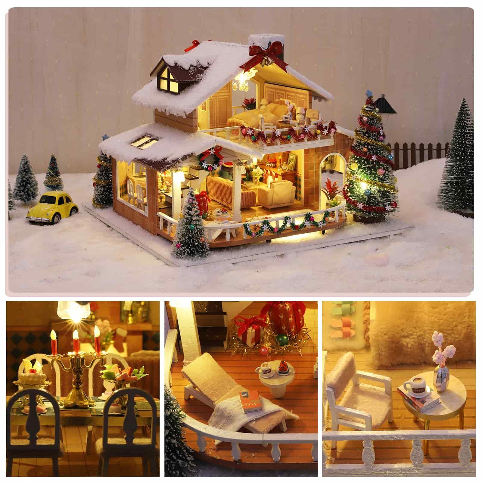 Amazon.co.jp: SURD 1/24 木製ドールハウス クリスマス ドールハウス 