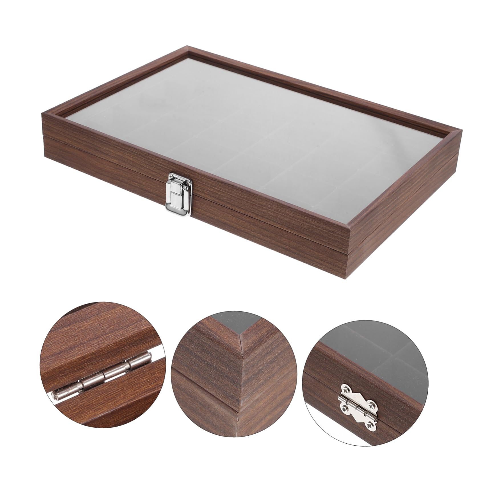 Boîte à Sachets De Thé 30 Compartiments 26 x 19,5 x 6 Cm Bois Finition Noyer Compartimentée Avec Couvercle Transparent Pour Amateurs De Thé La Cuisine Rangement Compact