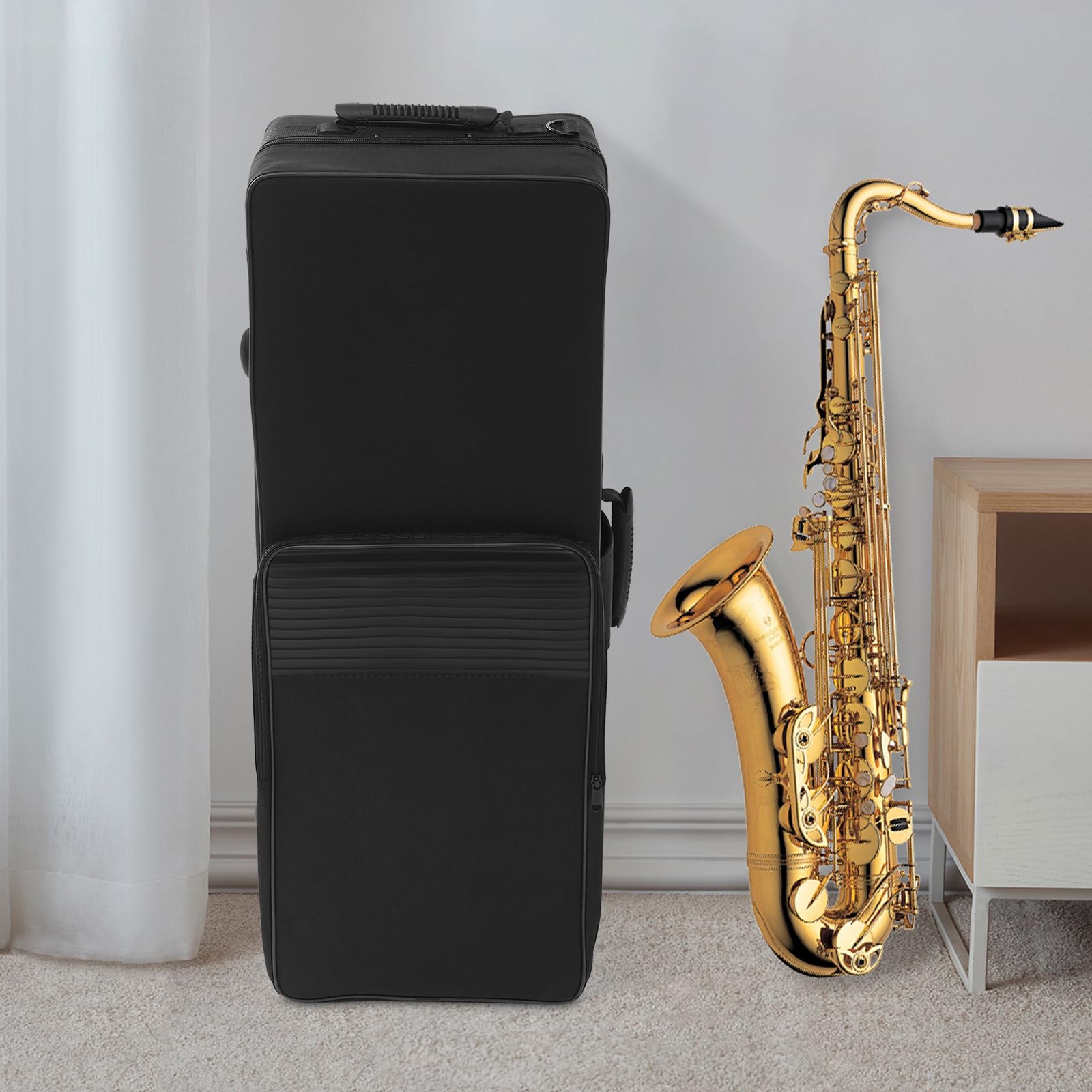 Bolsa de transporte para saxofón, funda para saxofón tenor, maletín portátil para saxofón ligero, acolchado suave, bolsa con correas para mochila
