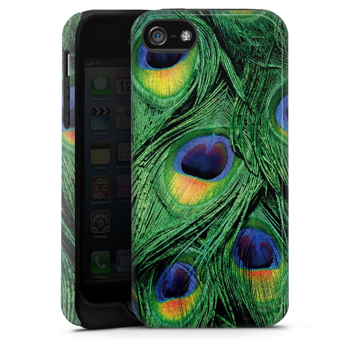 DeinDesign Coque Compatible avec Apple iPhone Se (2016-2019) Coque renforcée Coque Antichoc Paon Jungle Vert